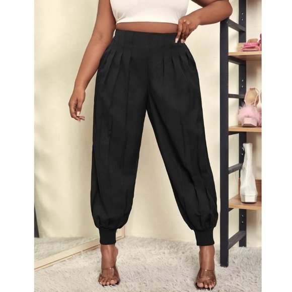 SHEIN Pants - SHEIN SXY Plus Plicated Detail Carrot Pants in Black Size 0XL (12) NWT